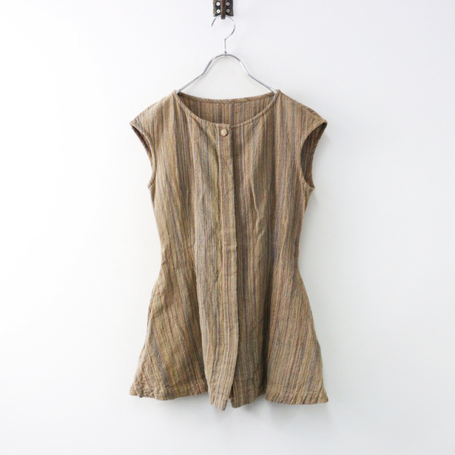 USAATO うさと 手織り 手紡ぎ ストライプ織り 釦開閉 ロング  