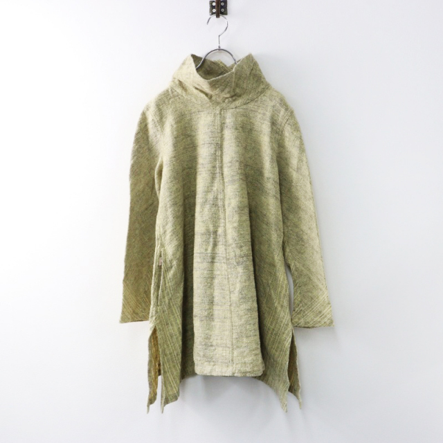 USAATO うさと 手織り 手紡ぎ 裾広 ハイネック プルオーバートップス  