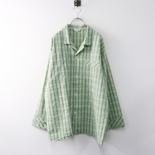 メンズ レウナン社製 セリーヌ CELINE リップル加工 パジャマシャツ  