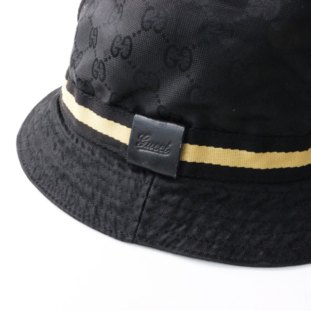 イタリア製 グッチ GUCCI GGパターン バケットハット L/ブラック