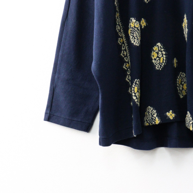 パラスパレス Pal'las Palace コットン ウール 刺繍  ニット切り替え プルオーバー 0/ネイビー 長袖【2400014436266】 パラスパレス Pal'las Palace コットン ウール 刺繍 ニット