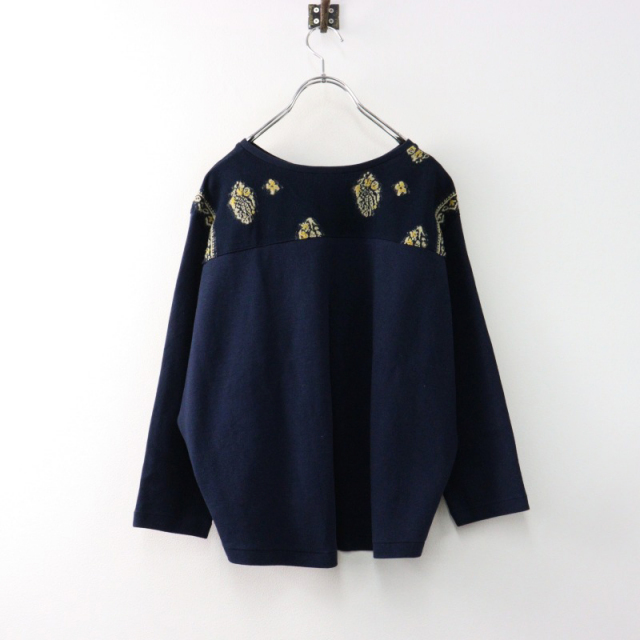 パラスパレス Pal'las Palace コットン ウール 刺繍  ニット切り替え プルオーバー 0/ネイビー 長袖【2400014436266】 期間限定価格】パラスパレス Pal'las Palace コットン ウール