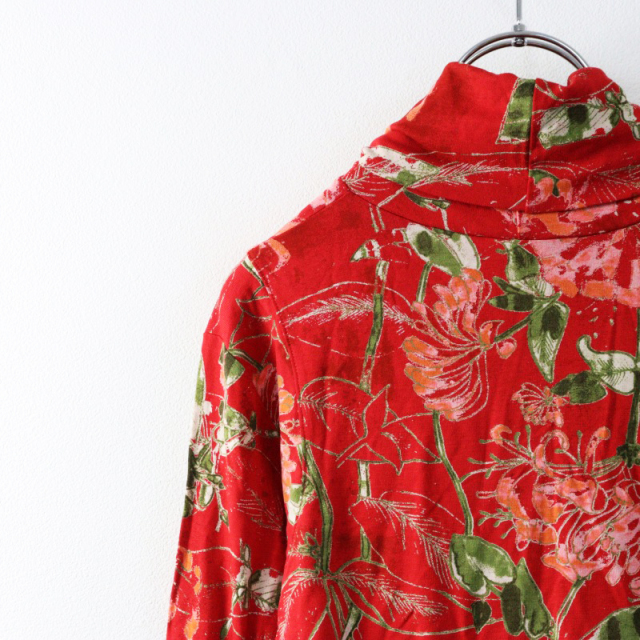 当時物 ケンゾー KENZO ビンテージ ストレッチレーヨン フラワープリント ハイネック長袖カットソー M レッド/花柄【2400014444780】 期間限定価格】当時物 ケンゾー KENZO ビンテージ ストレッチ