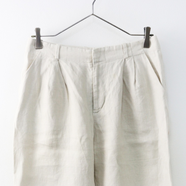 evam eva【定価2.3万】リネン梨地インボックスタックパンツ