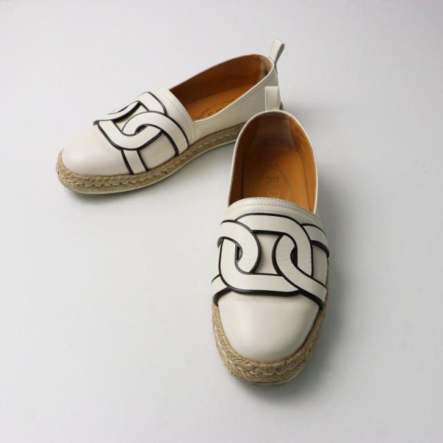 トッズ TOD'S KATE ケイト エスパドリーユ レザースリッポンシューズ