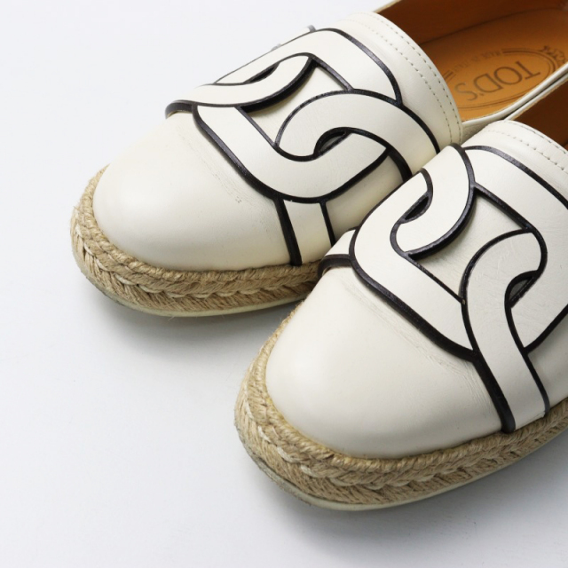 トッズ TOD'S KATE ケイト エスパドリーユ レザースリッポンシューズ