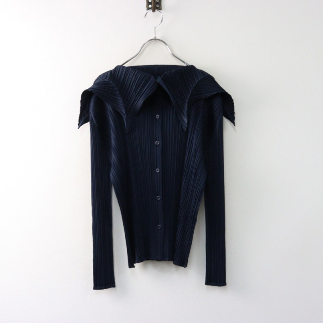 ISSEY MIYAKE◆長袖ブラウス/M/ポリエステル/BLU/IM61-FJ943 ISSEY MIYAKE◇長袖ブラウス/M/ポリエステル/BLU/IM61-FJ943