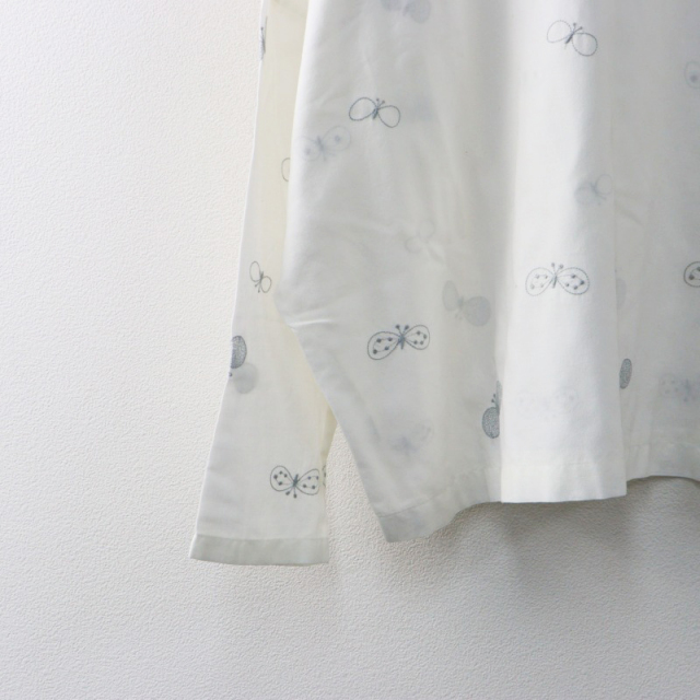 ミナペルホネン mina perhonen *choucho 刺しゅうカットソー*40コットン綿ホワイト白フリルプルオーバー(25-2411-680)【03L42】 mina perhonen 【定価3.8万】ミナペルホネン *choucho コットン