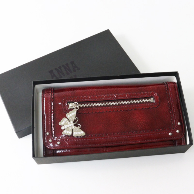 未使用に近い ANNA SUI アナスイ 長財布 バタフライ ロングウォレット Amazon | [アナスイ] 札入れ バタフライダンス 口金長財布