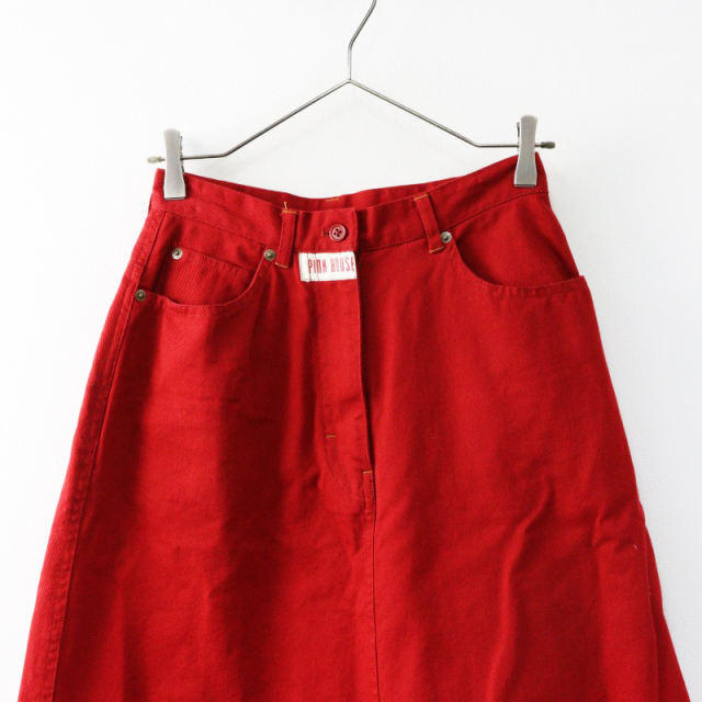 ピンクハウス PINK HOUSE ロゴプリントコットンツイルロングスカート L