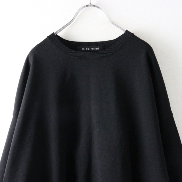 ミズイロインド mizuiro ind crew neck P/O ドロップショルダーハイゲージクルーネックプルオーバー ブラック/黒【2400014479768】 期間限定価格】ミズイロインド mizuiro ind crew neck P/O