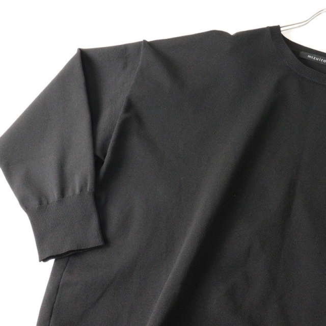 ミズイロインド mizuiro ind crew neck P/O ドロップショルダーハイゲージクルーネックプルオーバー ブラック/黒【2400014479768】 期間限定価格】ミズイロインド mizuiro ind crew neck P/O