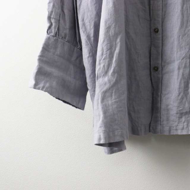 2024SS ネストローブ nest Robe リネン天然染めラップカフスシャツ F/グレー  トップス ノーカラー【2400014485806】 2024SS ネストローブ nest Robe リネン天然染めラップカフス