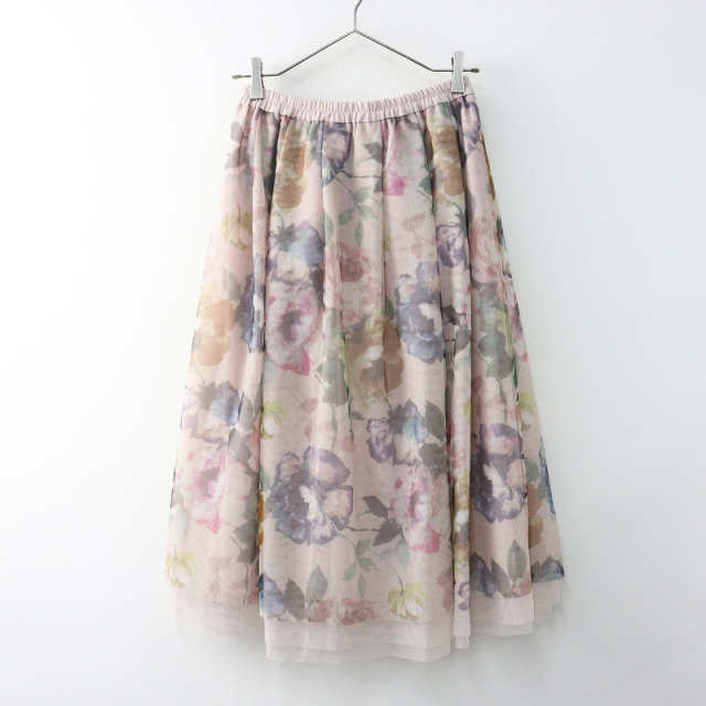 美品 M'S GRACY フラワー モチーフ ジャガード スカート ピンク