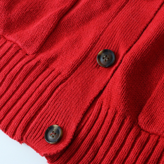 AS KNOW カーディガン ロゴ刺繍 ケーブル編みショート