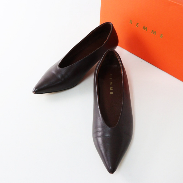 NINA RICCI ニナリッチ ベロアポンテッドトゥフラットシューズ  