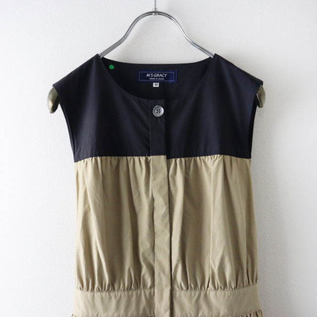 M'S GRACY ノースリーブワンピース 40 期間限定価格】エムズグレイシー M'S GRACY バイカラー配色