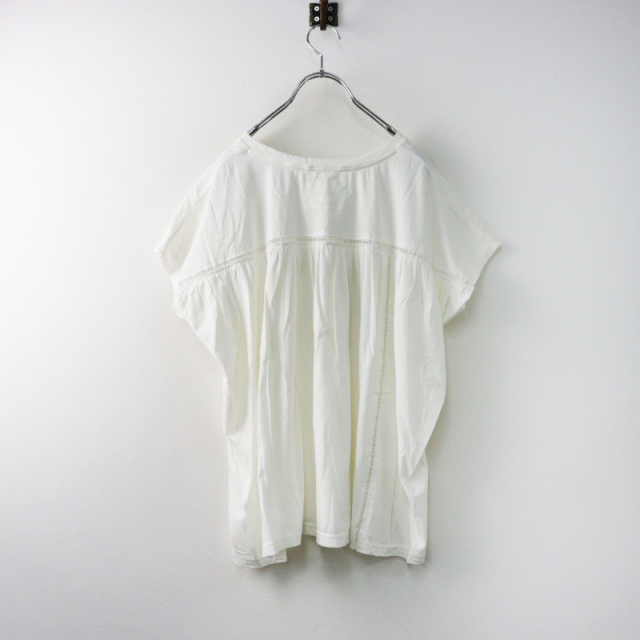 美品 マーブルシュッド リズム marble SUD rhythm フラワー刺繍 レース使い ワイドシルエットブラウス ホワイト/白【2400014501087】 美品 マーブルシュッド リズム marble SUD rhythm フラワー刺繍