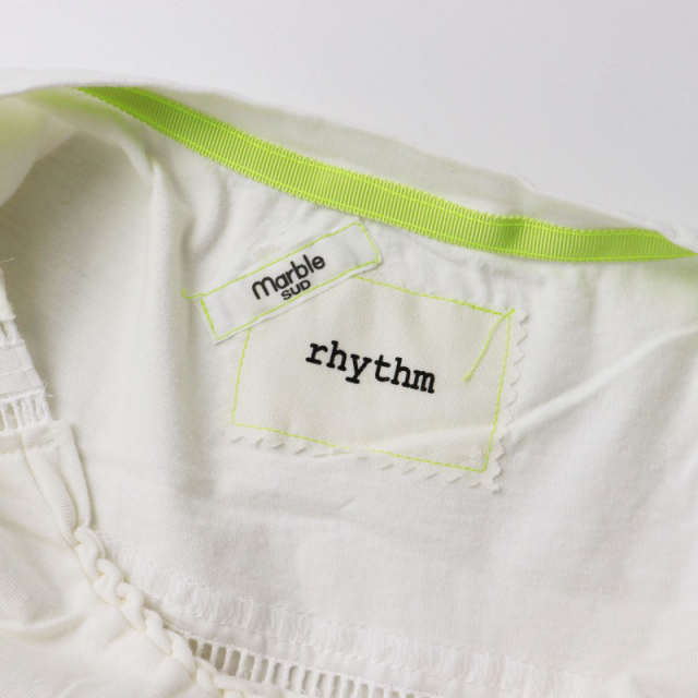 美品 マーブルシュッド リズム marble SUD rhythm フラワー刺繍 レース使い ワイドシルエットブラウス ホワイト/白【2400014501087】 美品 マーブルシュッド リズム marble SUD rhythm フラワー刺繍