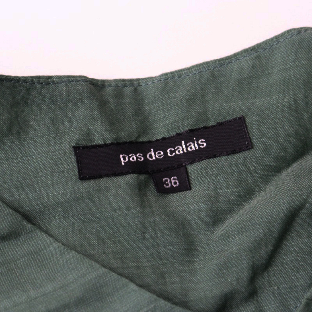 2023SS パドカレ pas de calais Vネック フレンチスリーブ タック ブラウス 36/グリーン トップス プルオーバー【2400014499483】 期間限定価格】2023SS パドカレ pas de calais Vネック フレンチ