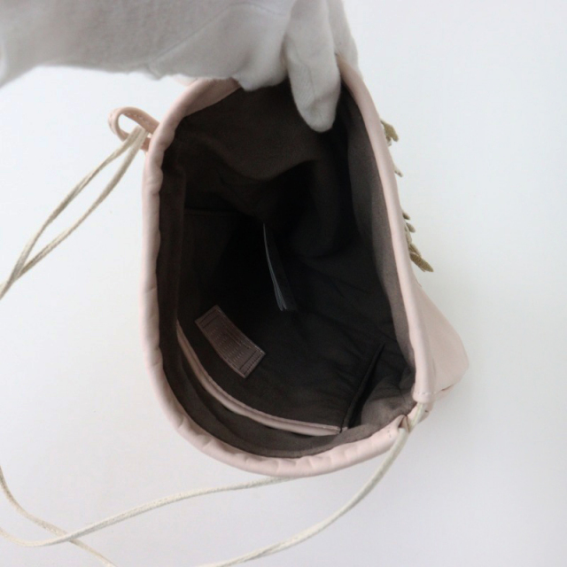 タグ付 新品 未使用 ミナペルホネン バッグ 巾着 レザー 刺繍 mina perhonen（ミナペルホネン） 【2022SS/定価3.8万】ミナペルホネン