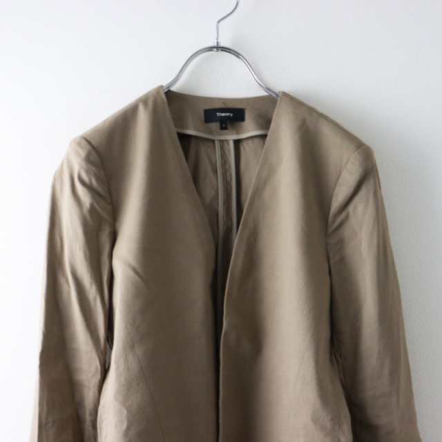 美品　Eco Crunch Wash Isita 2 ノーカラージャケット　M Theory - 定価4.8万 セオリー theory Eco Crunch Wash Isita 2