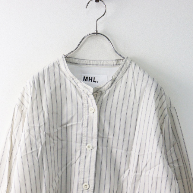MHL. エムエイチエル 24SS PJ STRIPE COTTON SHIRTING ST SHIRT 2 オフホワイト MHL./PJ STRIPE COTTON SHIRTING ST SHIRT (GRAY)
