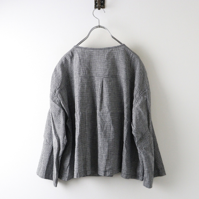 2024SS ネストローブ nest Robe  【UpcycleLino】 ギンガムシャツジャケット F/ブラック トップス ブラウス【2400014509083】 nest Robe - 2024SS ネストローブ nest Robe 【UpcycleLino