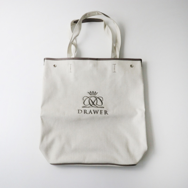 極美品 ドゥロワー DRAWER ノベルティ ロゴ エンブロイダリー トート