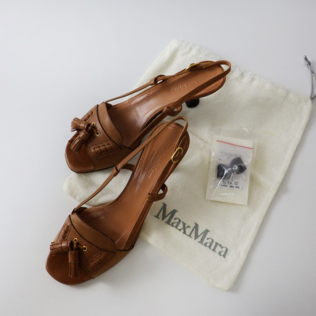 マックスマーラ Max Mara レザータッセルストラップサンダル 37