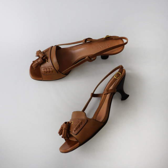 マックスマーラ Max Mara レザータッセルストラップサンダル 37