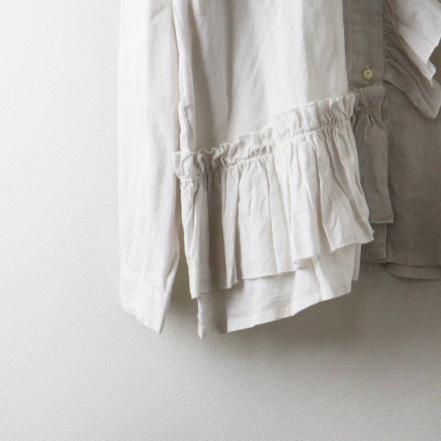 nest Robe - ネストローブ 新品未使用☆ランダムギャザーフリルブラウス nest Robe 【UpcycleLino】 ランダムギャザーフリルブラウス