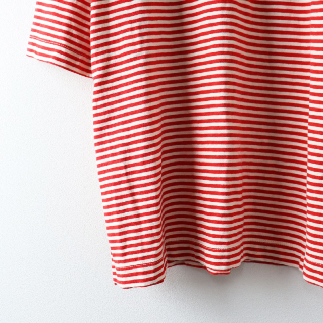 フォーティーファイブアール 45R 4545縞の45星Tシャツ 5/レッド ボーダー カットソー ジンバブエコットン プルオーバー【2400014517286】 フォーティーファイブアール 45R 4545縞の45星Tシャツ 5/レッド