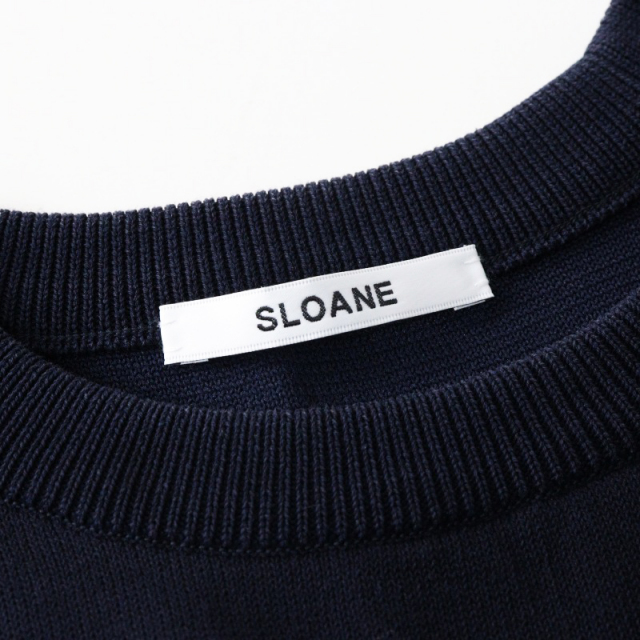 SLOANE ネイビー　半袖ニット サイズ1 スローン SLOANE コットン 半袖 ニット ワンピース 1/ネイビー