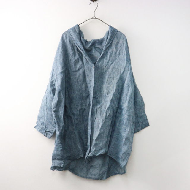 ネストローブ nest Robe リネンガーゼ ローブカーディガン/ブルー系 
