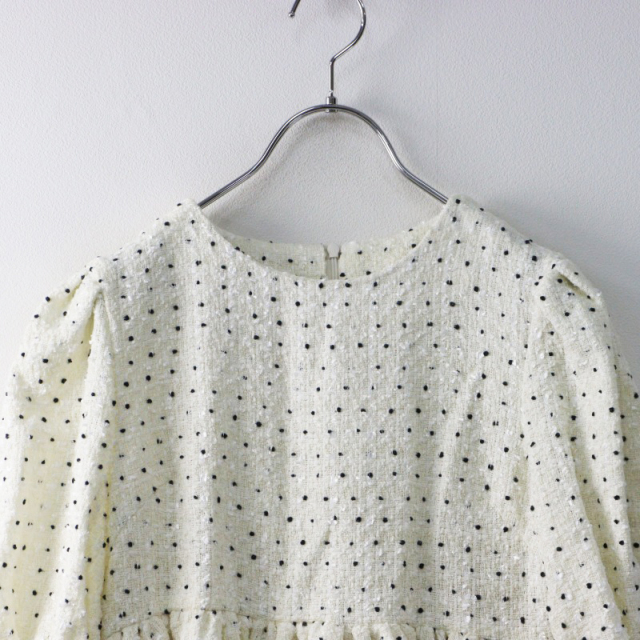 ブルレア　ドットツイードブラウス 極美品 ブルレア BLUELEA Dot tweed blouse ドット ツイード