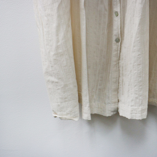 【美品】マーブルシュッド シャツワンピース ロング丈 ベルト レース コットン マーブルシュッド marble SUD ドビー刺繍 レース切替 ノーカラー
