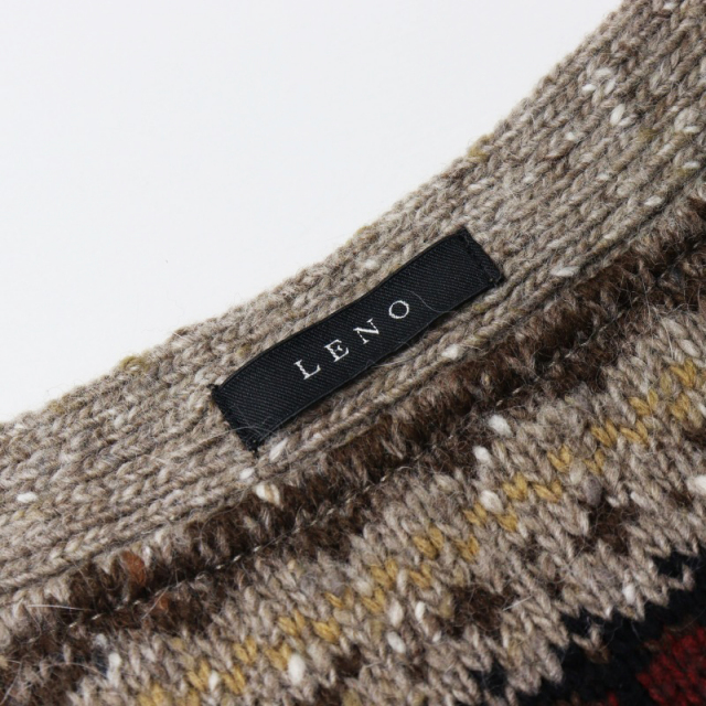 2021AW リノ LENO JAQUARD KNIT CARDIGAN ジャガード ニット カーディガン 2/ベージュ 羽織り Ｖネック 長袖【2400014538069】 2021AW リノ LENO JAQUARD KNIT CARDIGAN ジャガード ニット