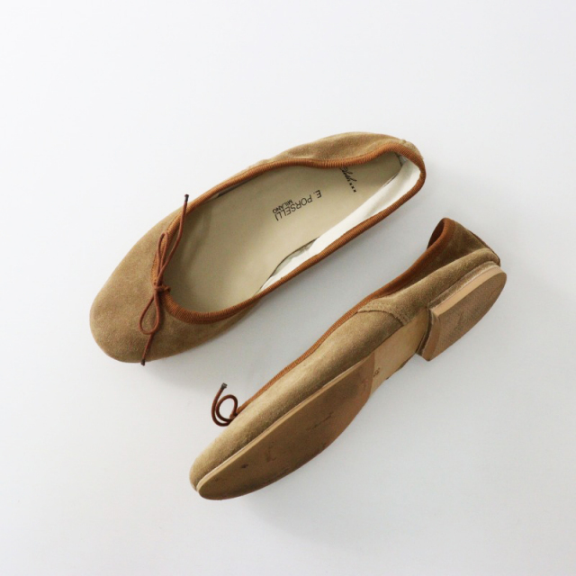 E. Porselli イエロー スエード バレエシューズ porselli ポルセリ バレエシューズ イエロー ハンドメイド 国内