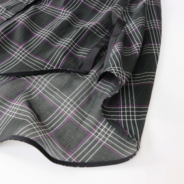 2022SS サカイ sacai Glencheck Mix Shirt ギンガムチェック ミックス シャツ 1/グレー系 スリット シアー ブラウス【2400014547818】 2022SS サカイ sacai Glencheck Mix Shirt ギンガムチェック ミックス
