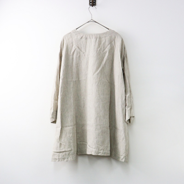 ネストローブ nest Robe リネン Vネック ストライプ ワンピース