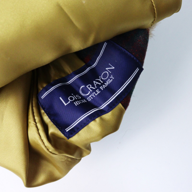 【Lois CRAYON】ロイスクレヨン ファーコート(M)ベルト付き 千鳥格子 Lois CRAYON】ロイスクレヨン ファーコート(M)ベルト付き 千鳥格子