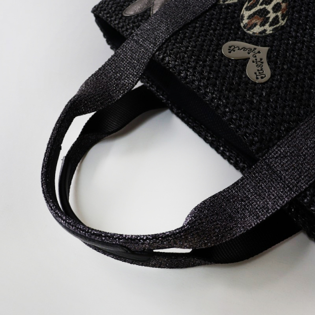【美品】❥ThinkBee ❥メッシュハート柄トートバッグカゴバックブラック 美品】❥ThinkBee ❥メッシュハート柄トートバッグカゴバック