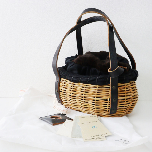 新品未使用保管品✨人気エバゴス　　ebagos カゴバッグ　麻 ファー　レザー ebagos / エバゴス | ラビットファー リネン被せ カゴバッグ | – KLD