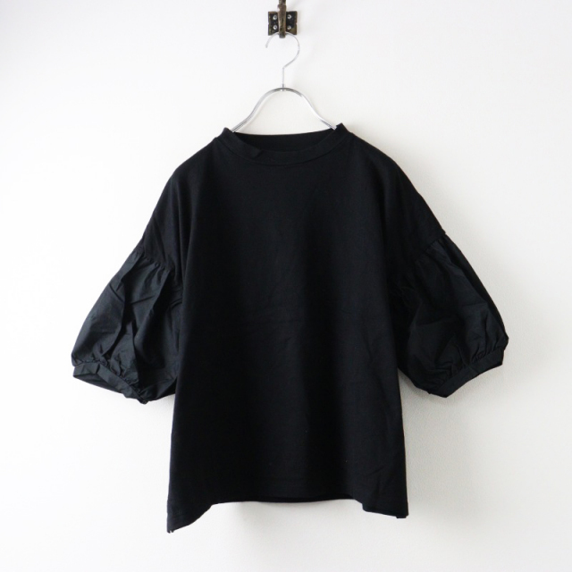 美品 Gauze# クルーネック コットンブラウス 黒 FREE ガーゼ Gauze (ガーゼ) ピエロカラー リネンアンティークブラウス