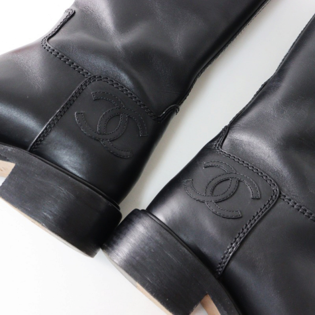 CHANEL シャネル グラディエーター ウェッジヒール レザー ロングブーツ CHANEL シャネル グラディエーター ウェッジヒール レザー