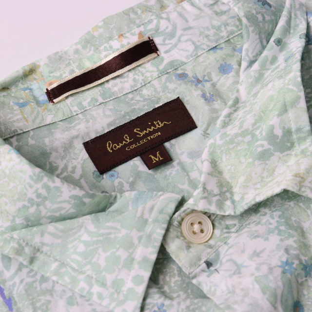 【美品】Paul Smith ポールスミス シャツ グリーン サイズ:L | ビーチ フォトプリント コットン 半袖シャツ | トップス カジュアルシャツ【メンズ】【中古】 美品 メンズ 定価2.6万 ポールスミス paul sumith ボタニカルガーデン