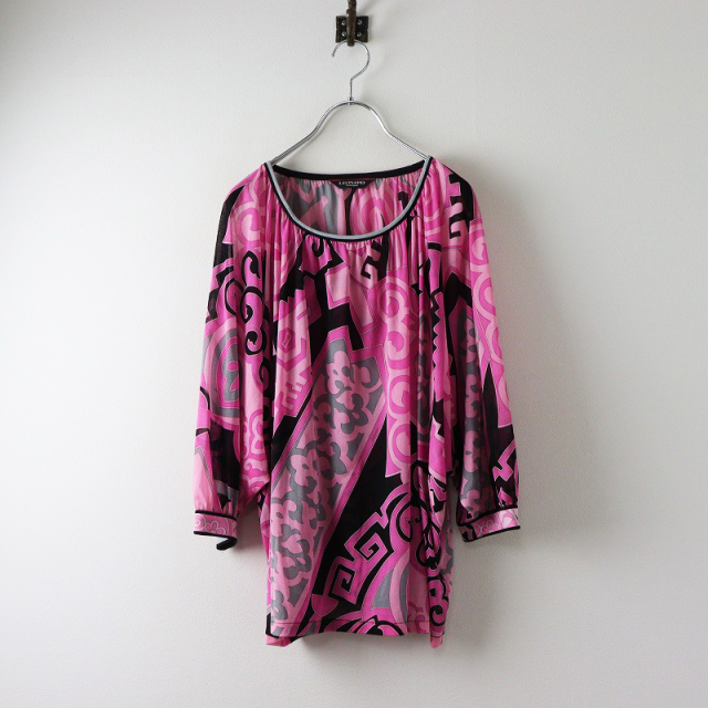 良品 レオナール ファッション LEONARD カンカン素材 フラワープリント  