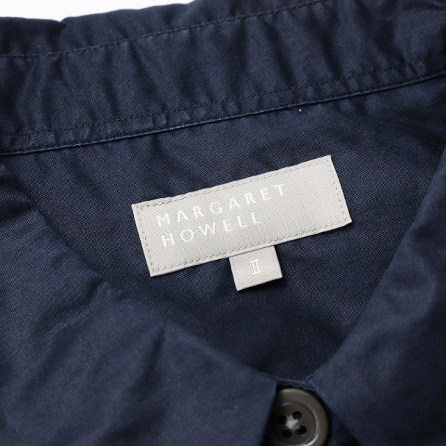 【極美品】マーガレットハウエル コットン レギュラーカラー シャツ ネイビー M 極美品】マーガレットハウエル コットン レギュラーカラー