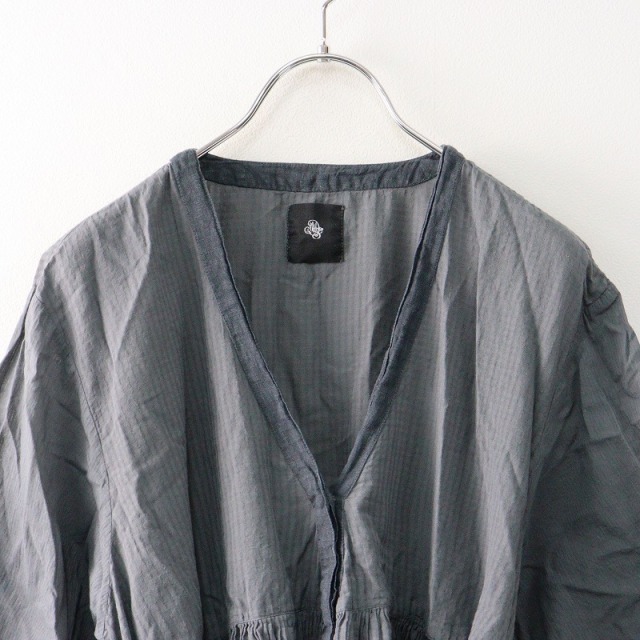 2025SS メゾンドソイル maison de soil COTTON&LINEN PATCHWORK GATHERED WRAP BLOUSE 2＼グレー ブラウス【2400014585834】 期間限定価格】2025SS メゾンドソイル maison de soil COTTON&LINEN